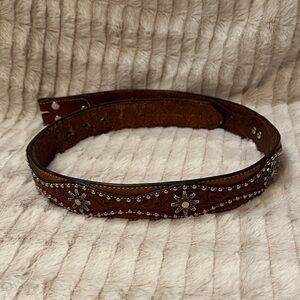 Brown Leather Embellished Belt